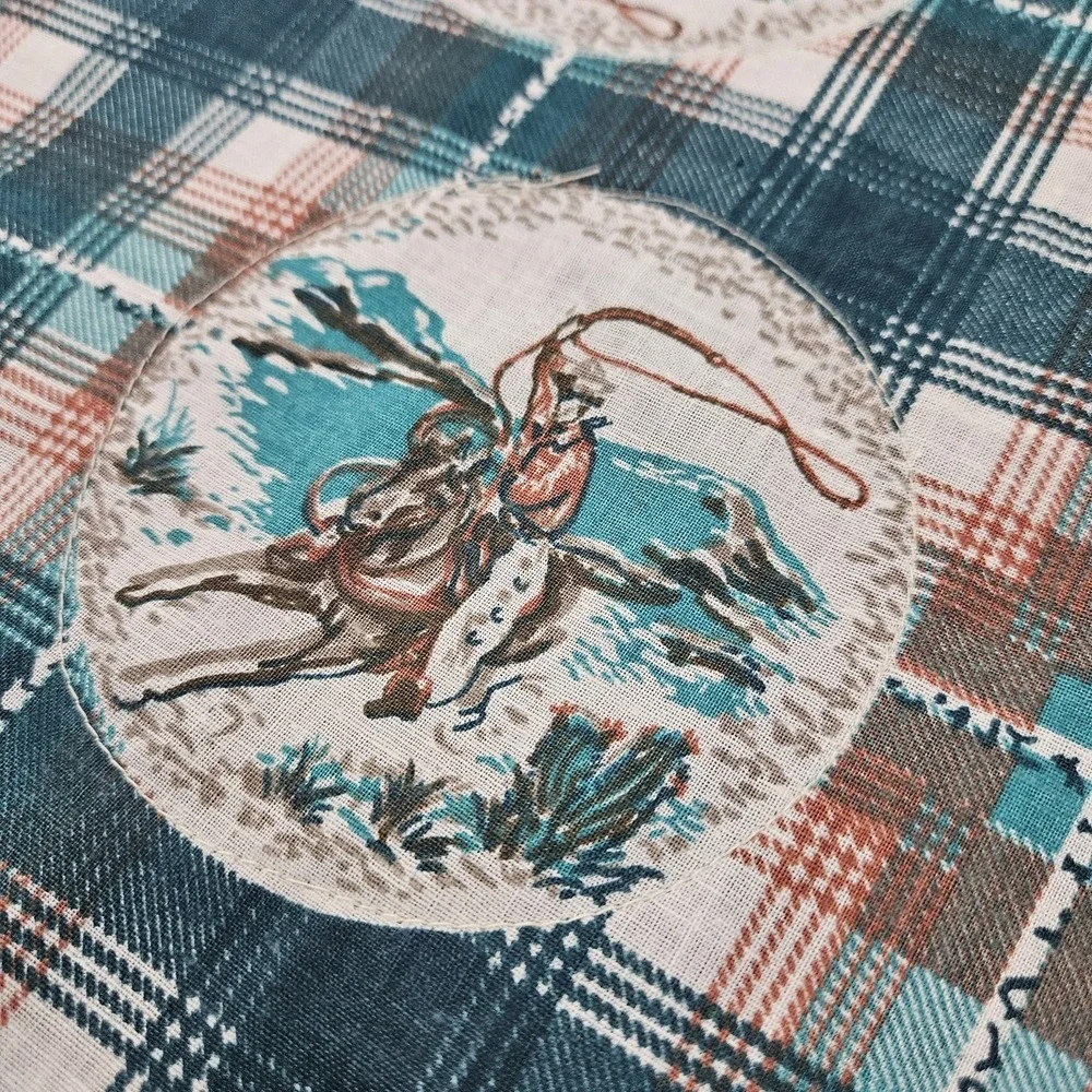 Vintage Cowboy Placemats Horse Roping South Western Rodeo Set of 6 Handmade